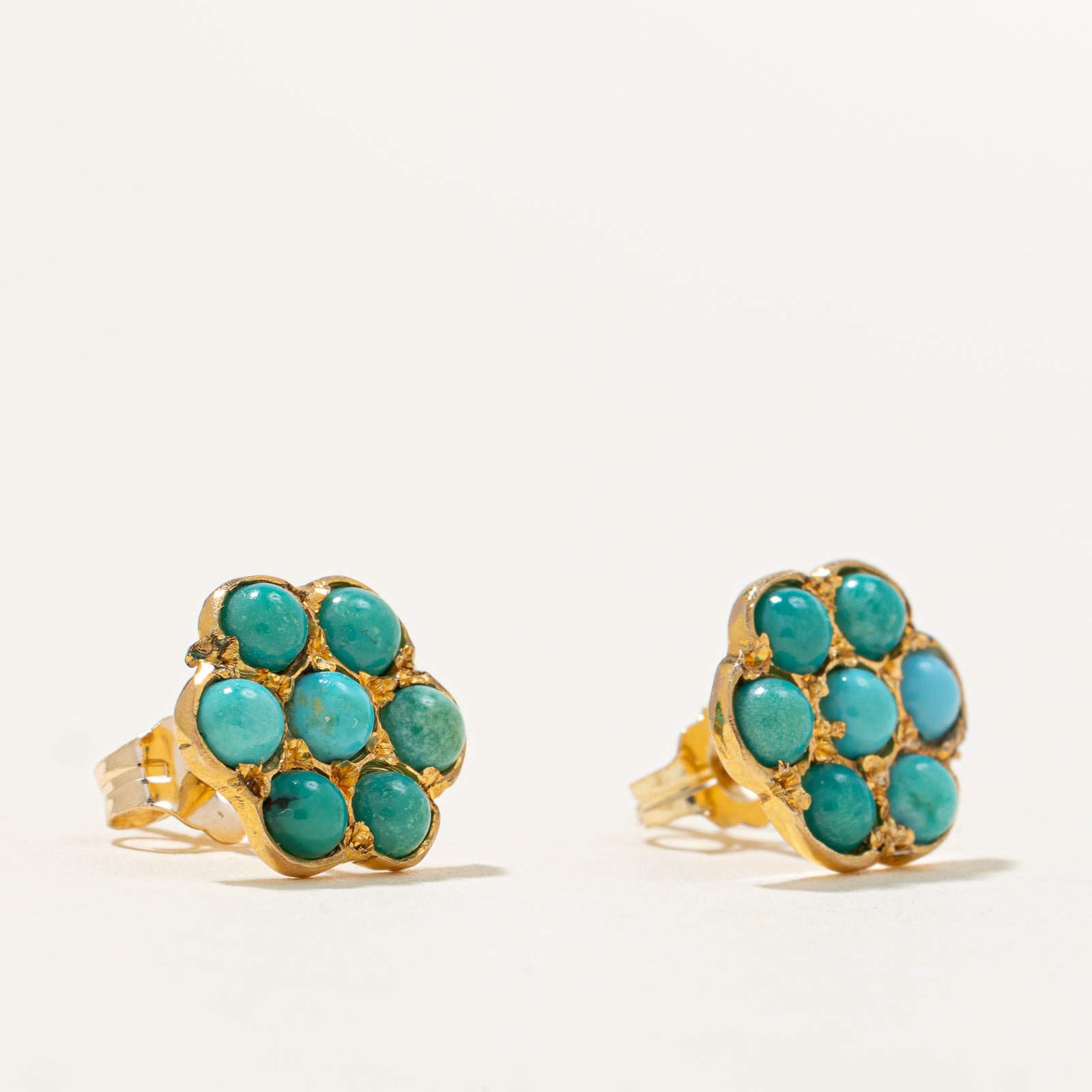Boucles d'oreilles puces en turquoise | 1,00 ct | 
