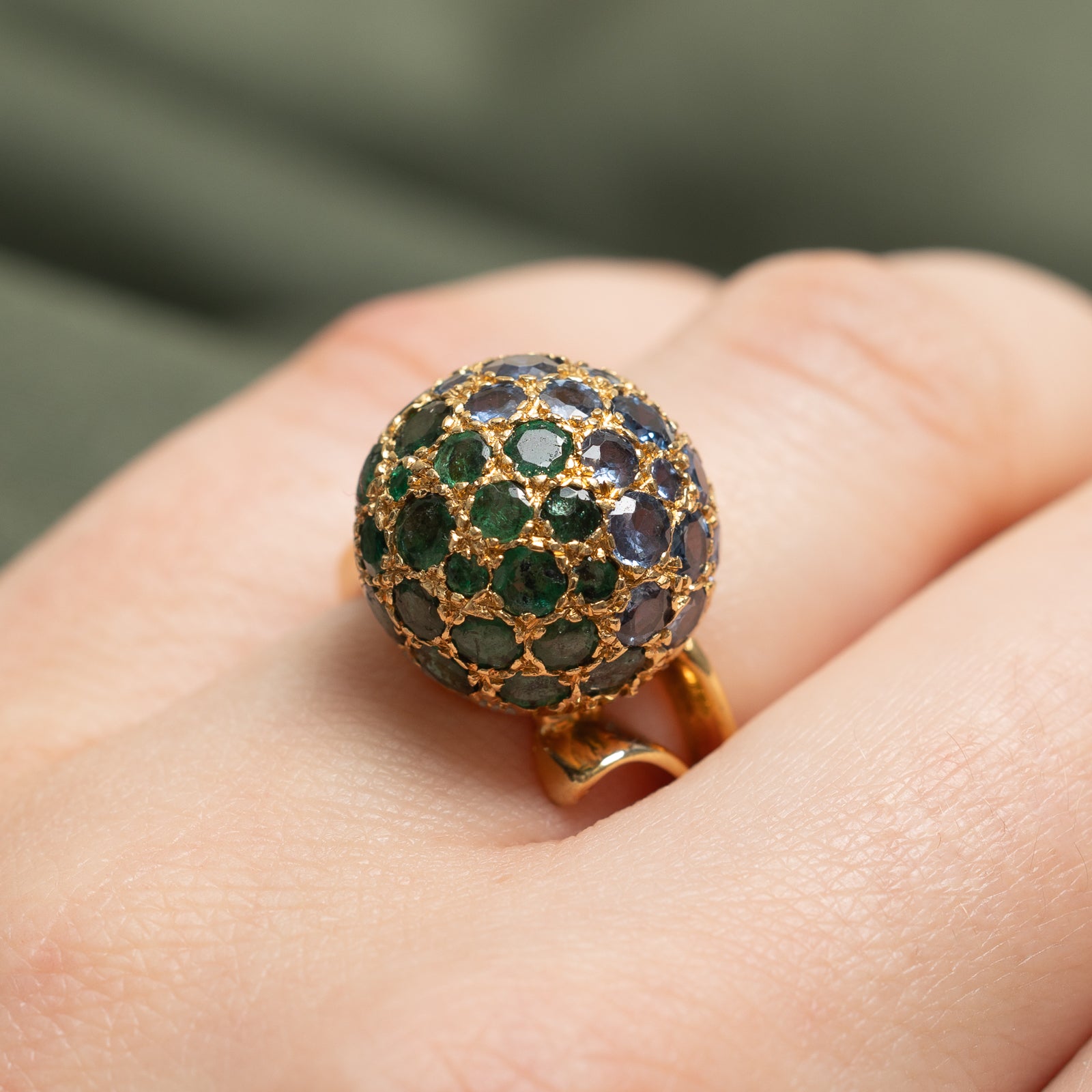 Emerald & Sapphire Dome Ring | 3.20ctw | SZ 4.75 |