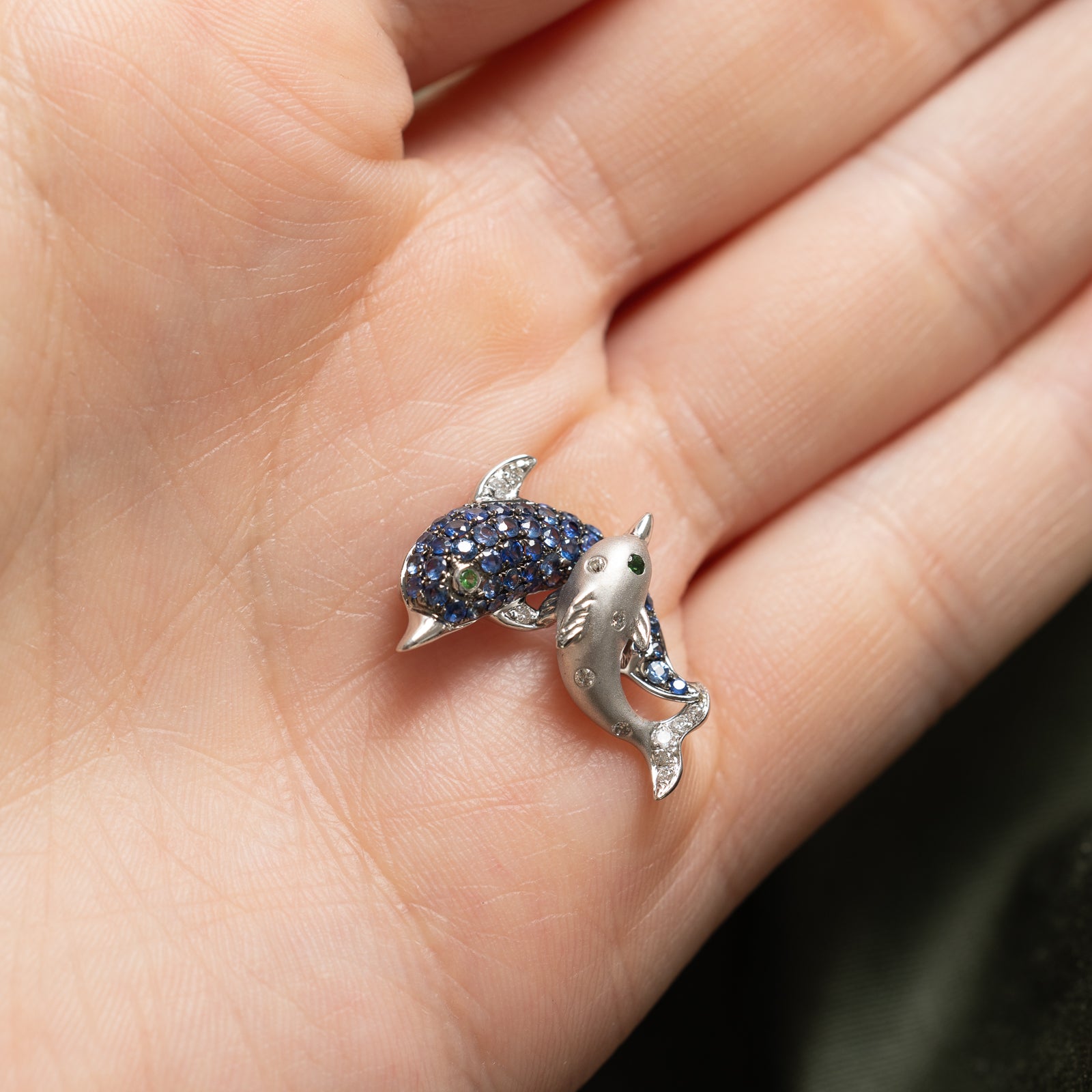 Multi Gemstone Dolphin Pendant | 0.60ctw, 0.05ctw, 0.002ctw |