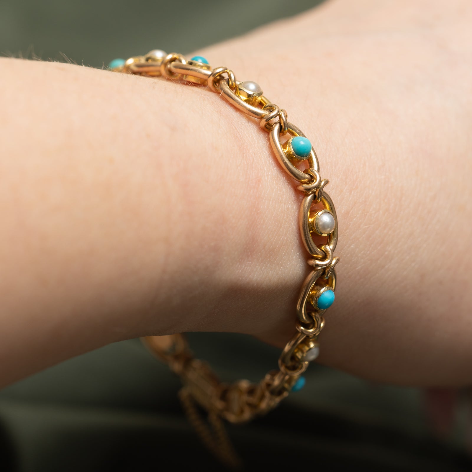 Turquoise & Pearl Bracelet | 1.20ctw | 7" |