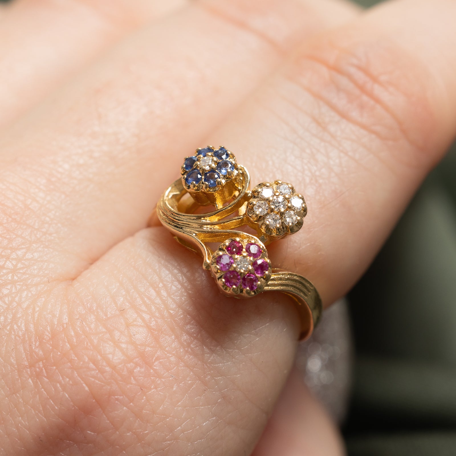 Multi Gemstone Floral Ring | 0.24ctw, 0.13ctw | SZ 6.25 |