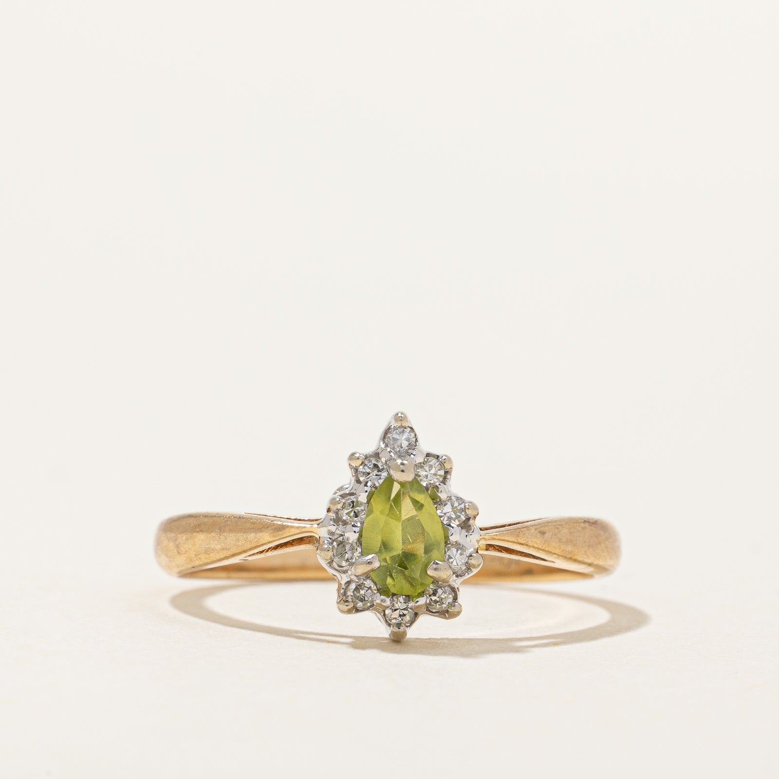 Peridot & Diamond Halo Ring | 0.18ct, 0.05ctw | SZ 5.5 |