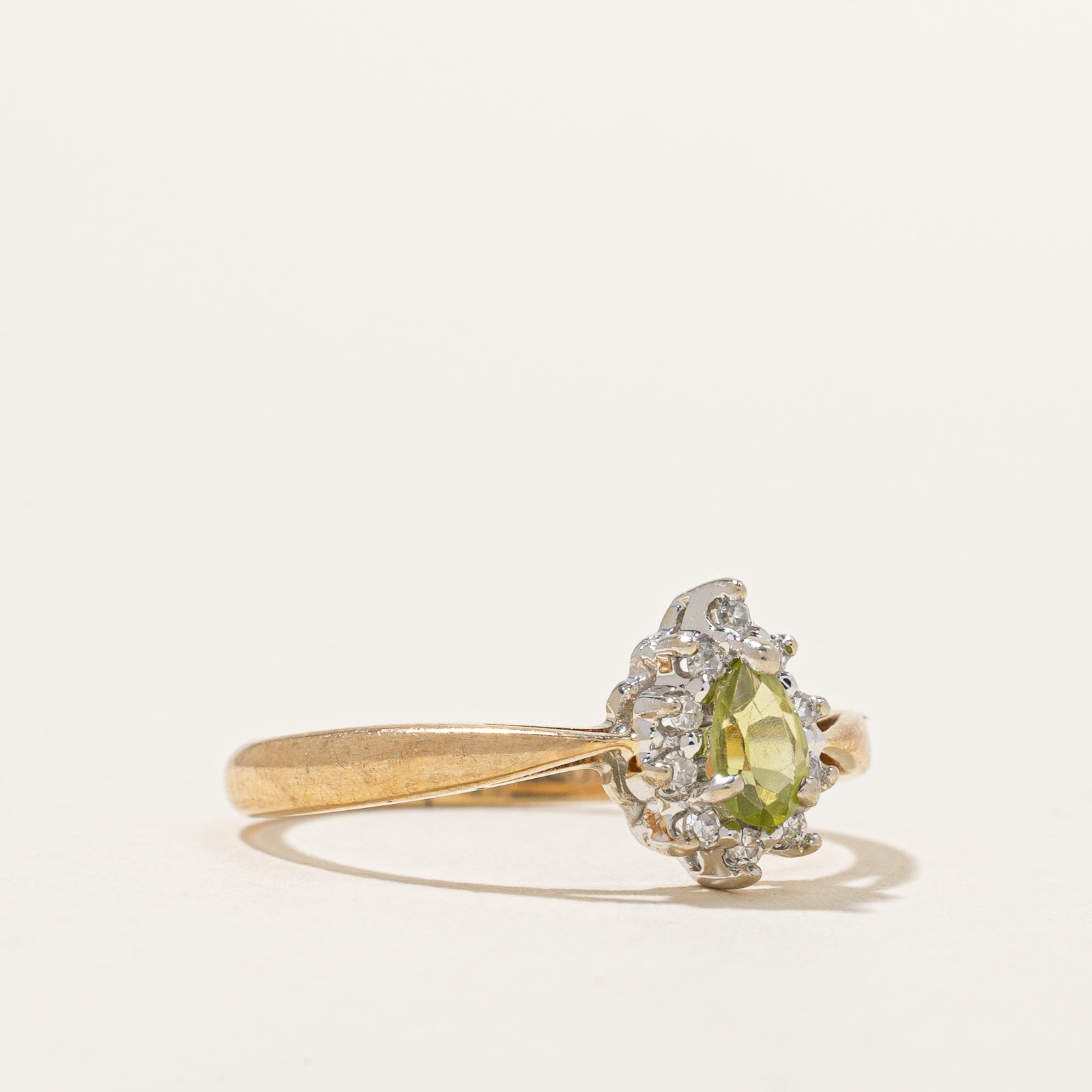 Peridot & Diamond Halo Ring | 0.18ct, 0.05ctw | SZ 5.5 |