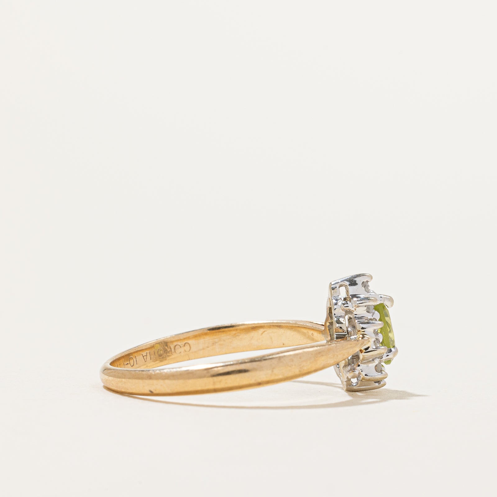 Peridot & Diamond Halo Ring | 0.18ct, 0.05ctw | SZ 5.5 |