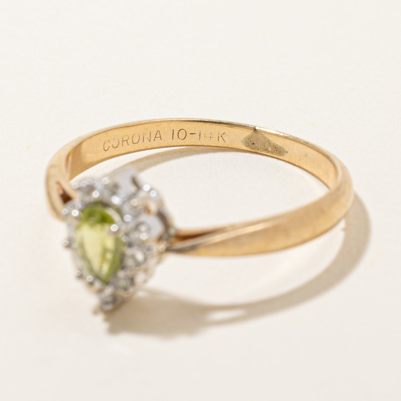 Peridot & Diamond Halo Ring | 0.18ct, 0.05ctw | SZ 5.5 |