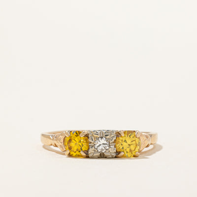 Synthetic Yellow Sapphire & Illusion Set Diamond Ring | 0.78ctw, 0.07ctw | SZ 7.5 |