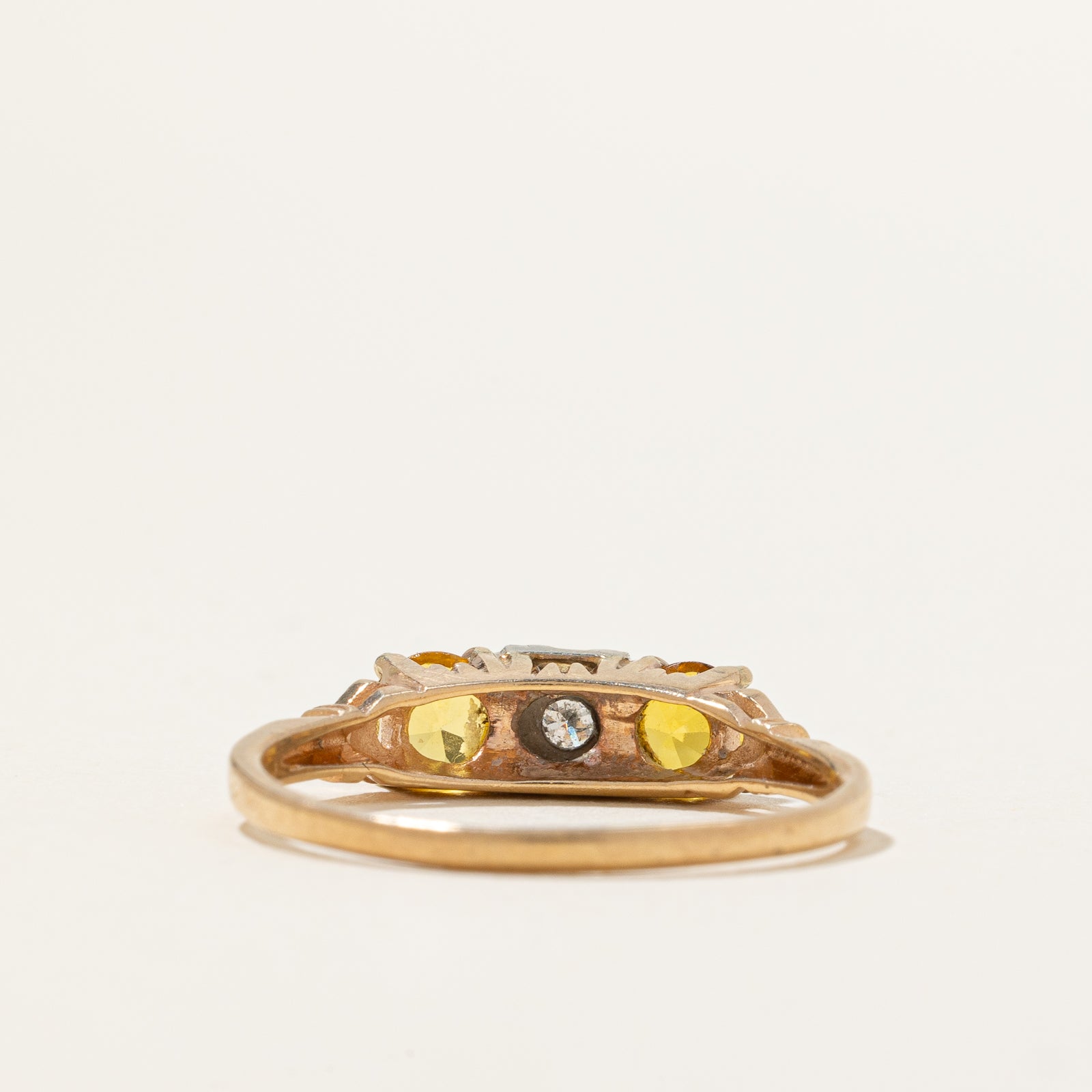 Synthetic Yellow Sapphire & Illusion Set Diamond Ring | 0.78ctw, 0.07ctw | SZ 7.5 |