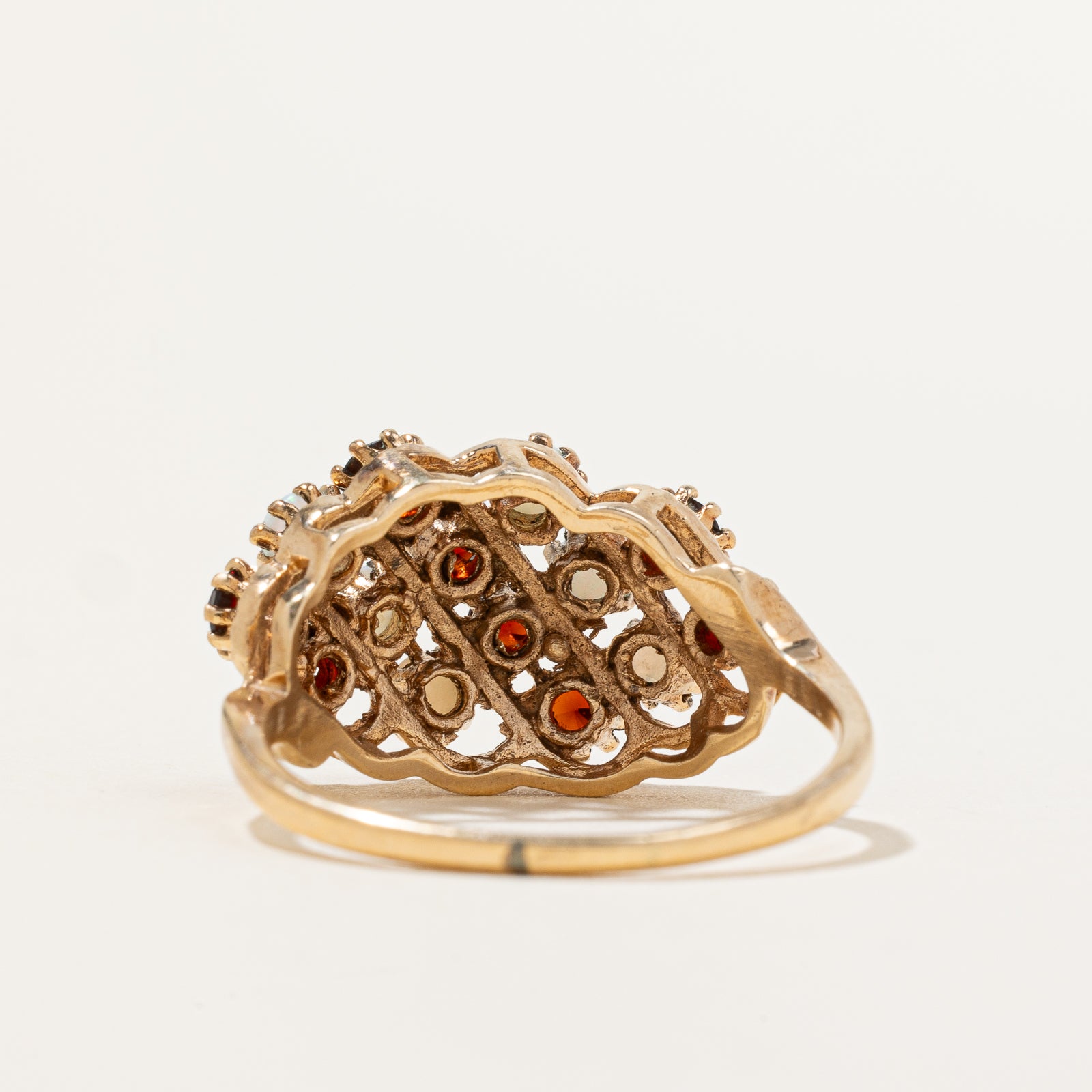 Opal & Garnet Dome Ring | 0.48ctw, 0.80ctw | SZ 9.5 |