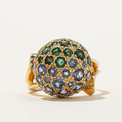 Emerald & Sapphire Dome Ring | 3.20ctw | SZ 4.75 |