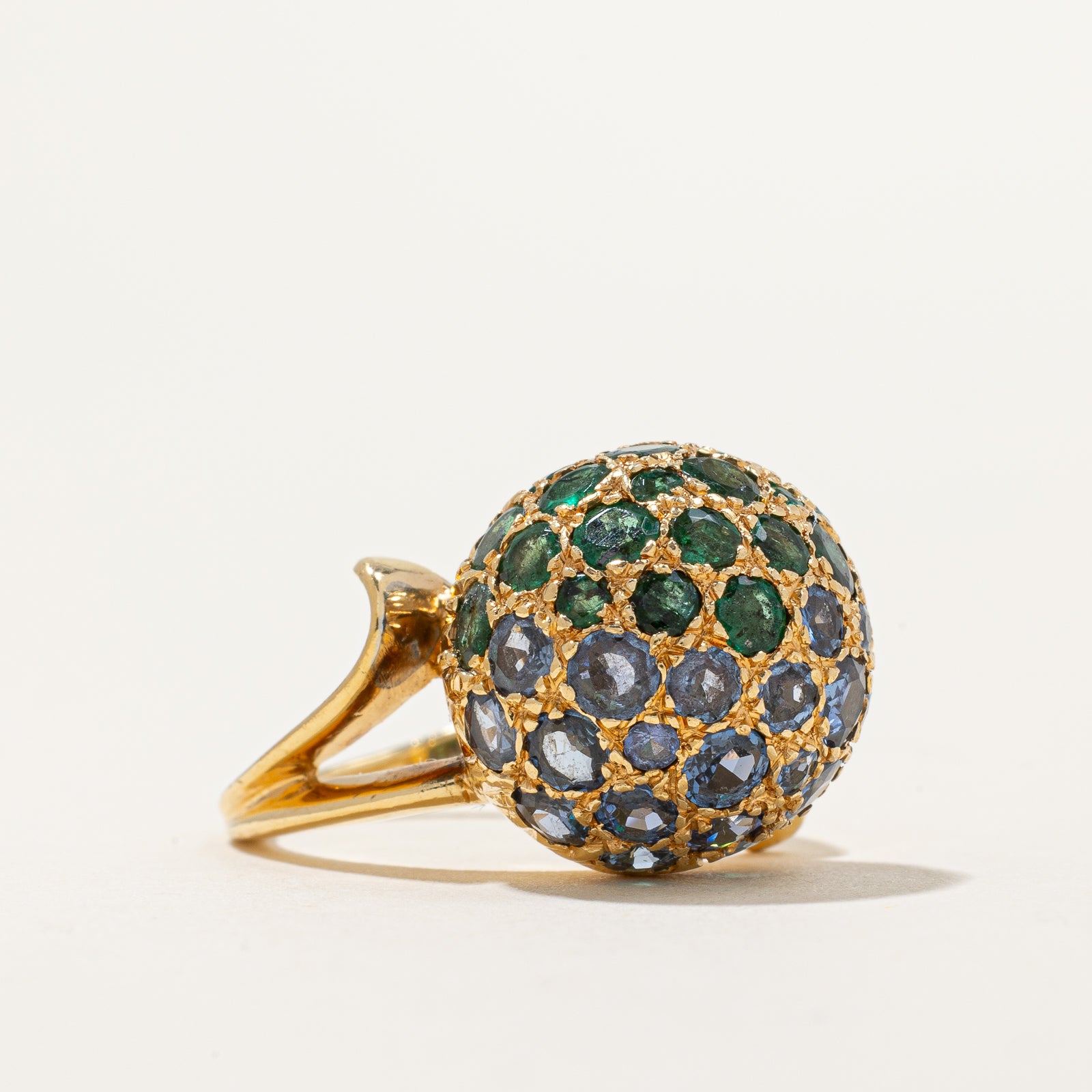 Emerald & Sapphire Dome Ring | 3.20ctw | SZ 4.75 |