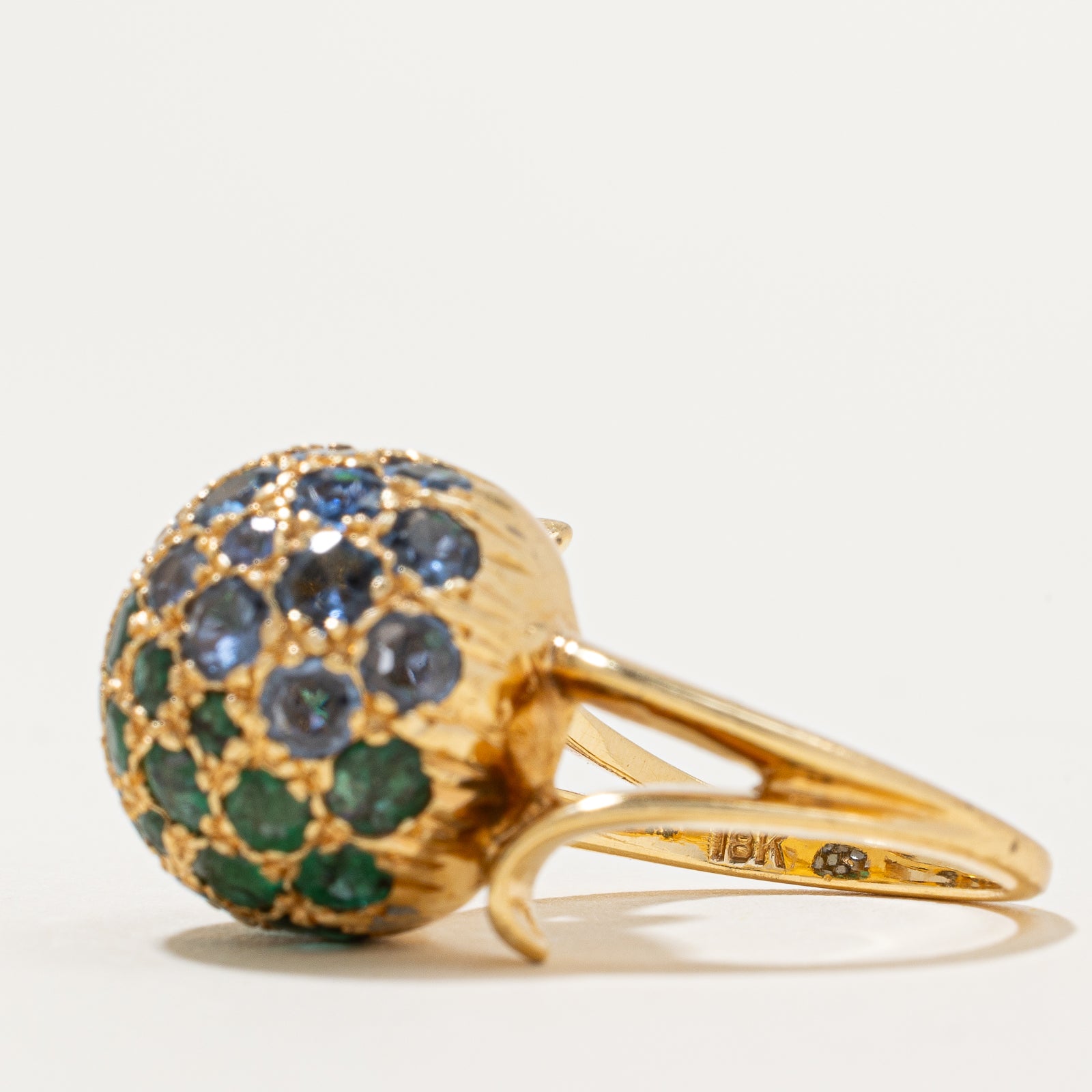 Emerald & Sapphire Dome Ring | 3.20ctw | SZ 4.75 |