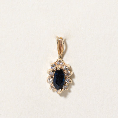Marquise Sapphire & Diamond Halo Pendant | 0.22ct, 0.10ctw |