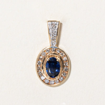 Oval Cut Sapphire & Diamond Halo Pendant | 0.45ct, 0.21ctw |