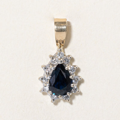 Pear Cut Sapphire & Diamond Halo Pendant | 1.30ct, 0.16ctw |
