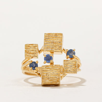 Sapphire & Cube Cocktail Ring | 0.10ctw | SZ 7 |