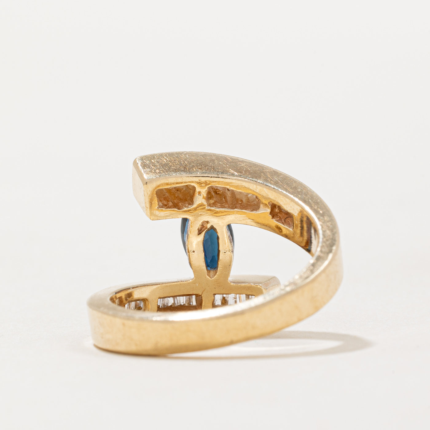 Marquise Cut Sapphire & Diamond Bypass Ring | 0.55ct, 0.24ctw | SZ 5.5 |