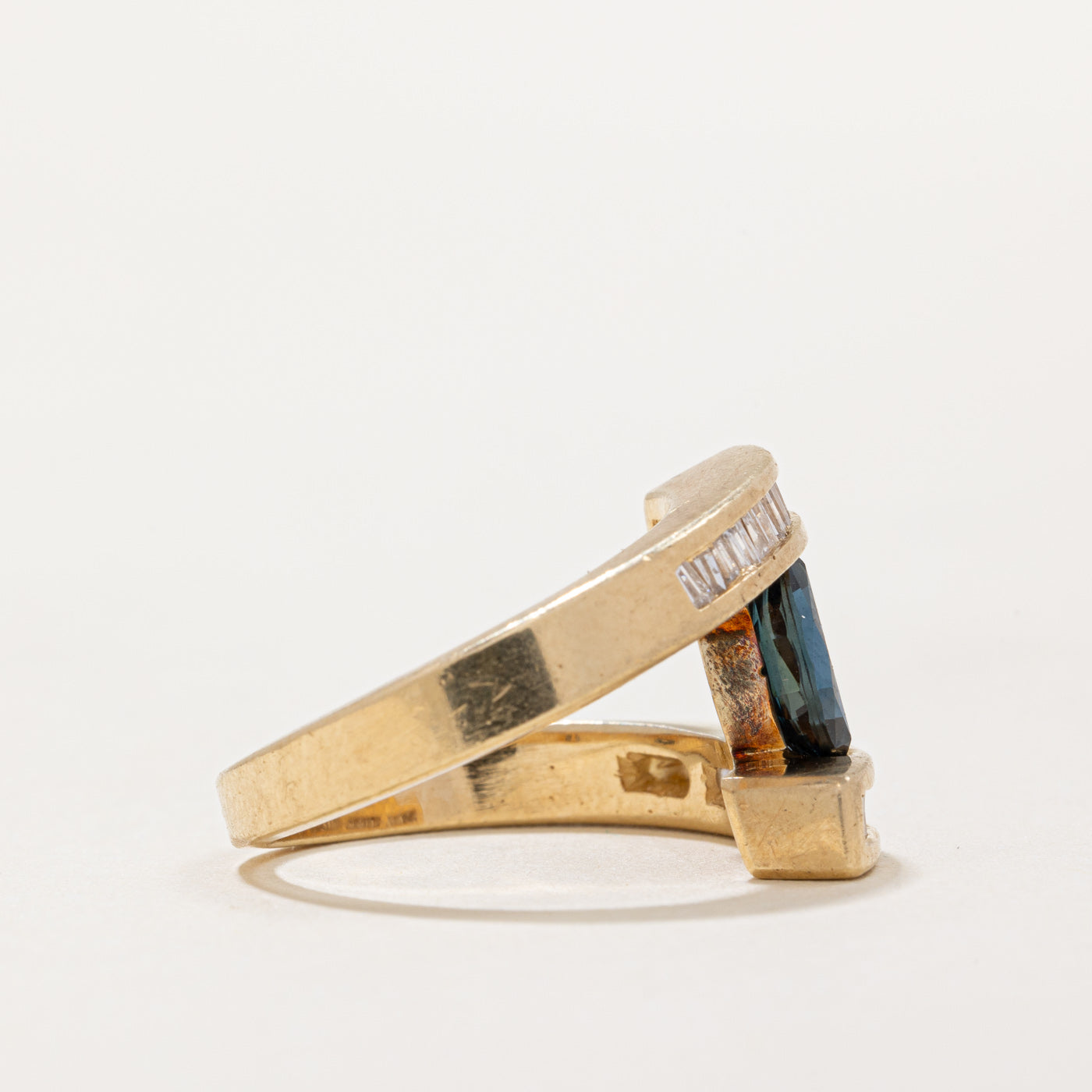 Marquise Cut Sapphire & Diamond Bypass Ring | 0.55ct, 0.24ctw | SZ 5.5 |