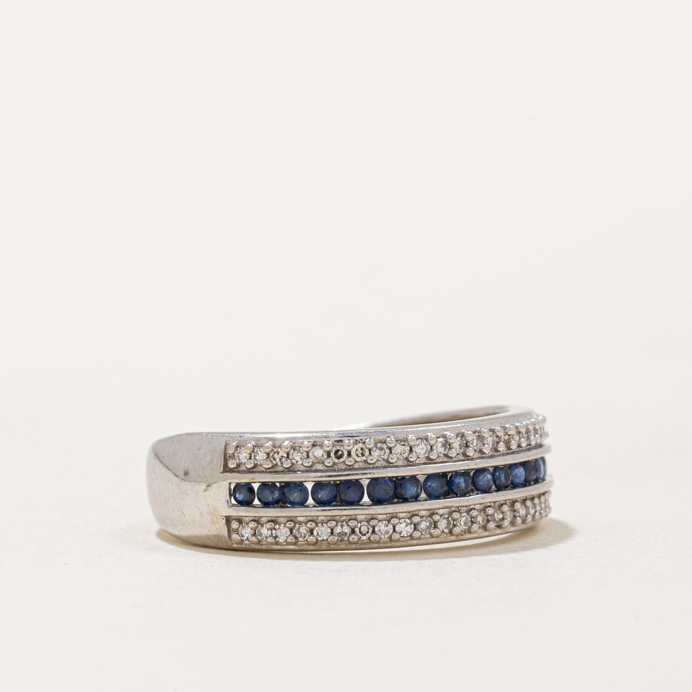 Sapphire & Diamond Row Band | 0.25ctw, 0.10ctw | SZ 6 |