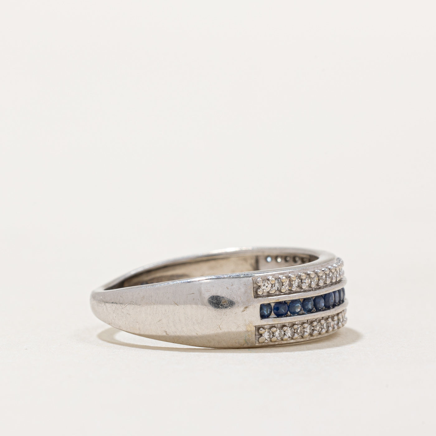 Sapphire & Diamond Row Band | 0.25ctw, 0.10ctw | SZ 6 |