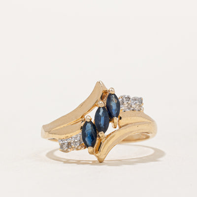Marquise Cut Sapphire & Diamond Waterfall Ring | 0.30ctw, 0.02ctw | SZ 6.75 |