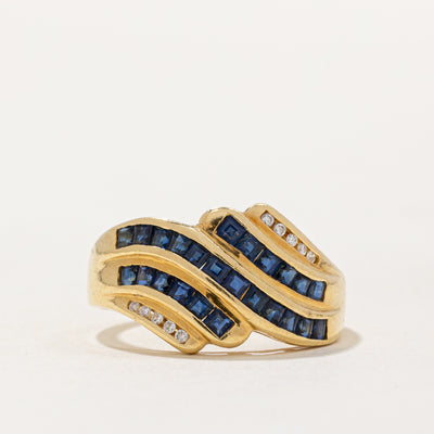 Channel Set Sapphire & Diamond Waterfall Ring | 0.75ctw, 0.05ctw | SZ 6.75 |