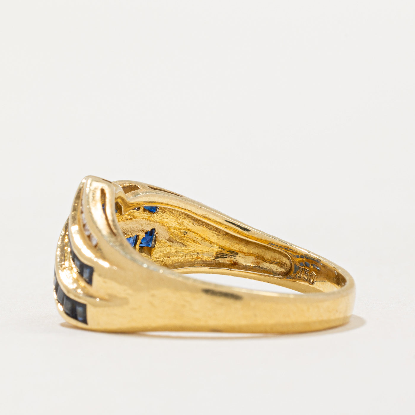 Channel Set Sapphire & Diamond Waterfall Ring | 0.75ctw, 0.05ctw | SZ 6.75 |