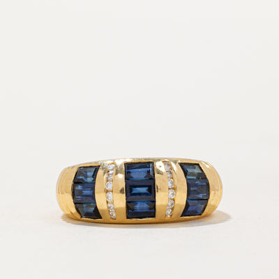 Sapphire & Diamond Fluted Band Dome Ring | 1.80ctw, 0.06ctw | SZ 4.5 |