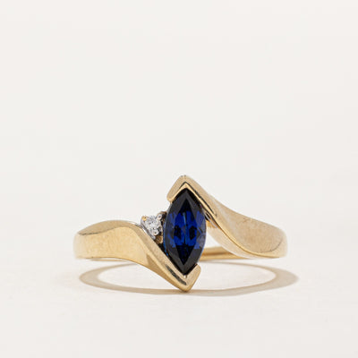 Synthetic Sapphire & Diamond Cocktail Ring | 0.60ct, 0.01ct | SZ 6.25 |