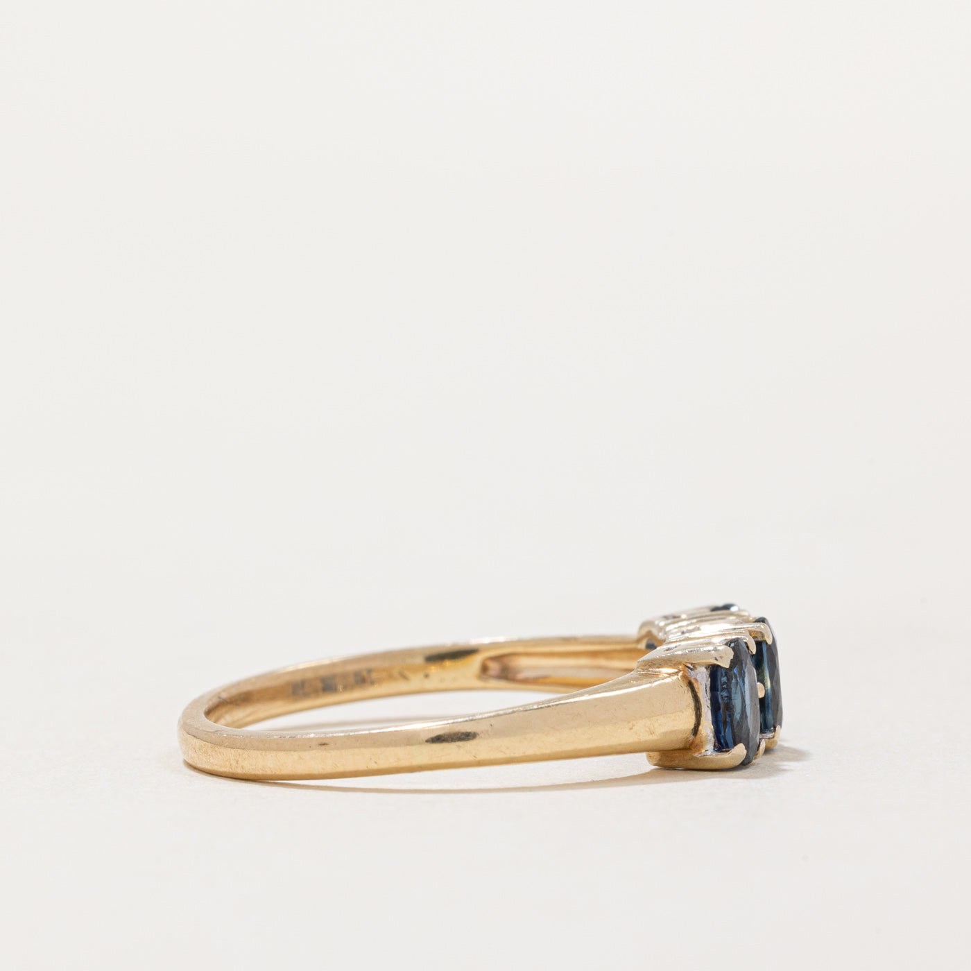 Three Stone Sapphire & Diamond Ring | 0.75ctw, 0.08ctw | SZ 8.25 |