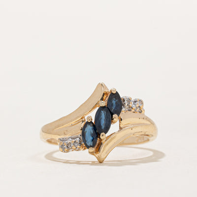 Marquise Cut Sapphire & Diamond Waterfall Ring | 0.45ctw, 0.02ctw | SZ 5.75 |