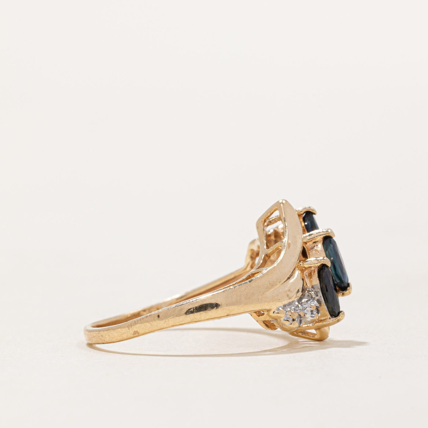 Marquise Cut Sapphire & Diamond Waterfall Ring | 0.45ctw, 0.02ctw | SZ 5.75 |