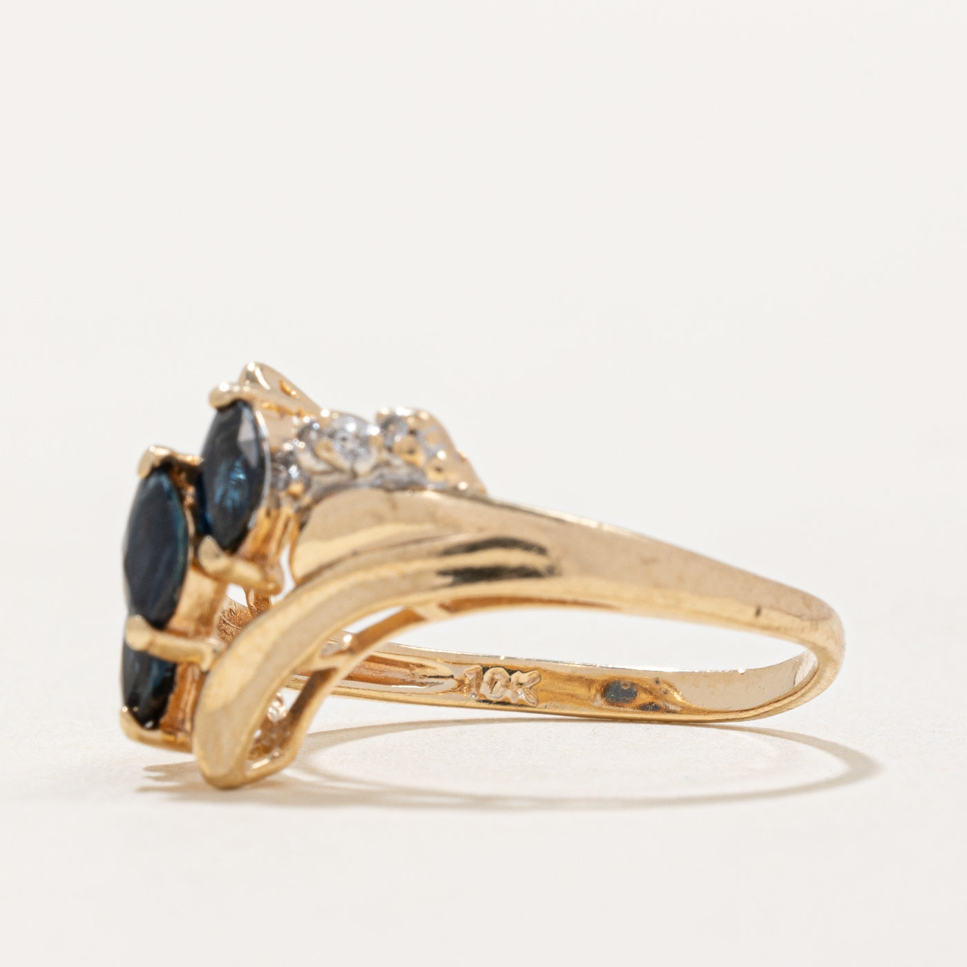 Marquise Cut Sapphire & Diamond Waterfall Ring | 0.45ctw, 0.02ctw | SZ 5.75 |