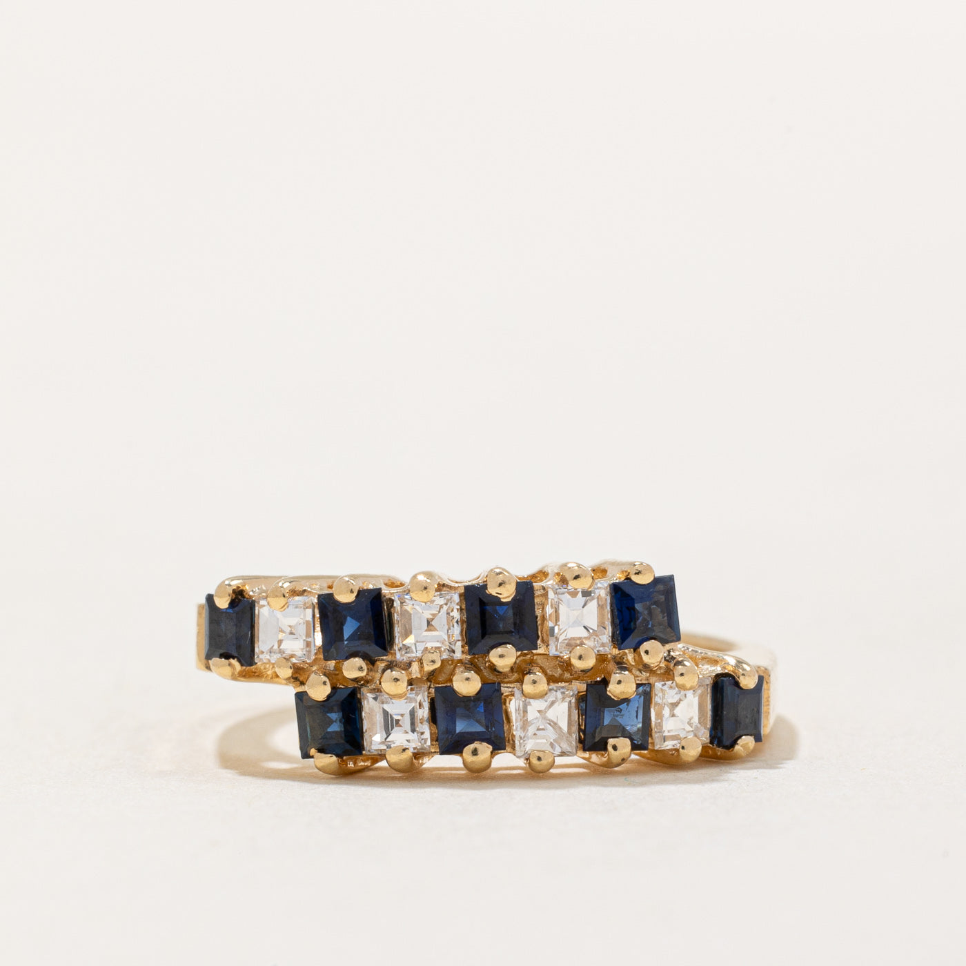 Sapphire & Diamond Double Row Ring | 0.48ctw, 0.30ctw | SZ 6.25 |