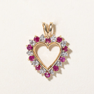 Ruby & Diamond Heart Pendant | 0.60ctw, 0.03ctw |
