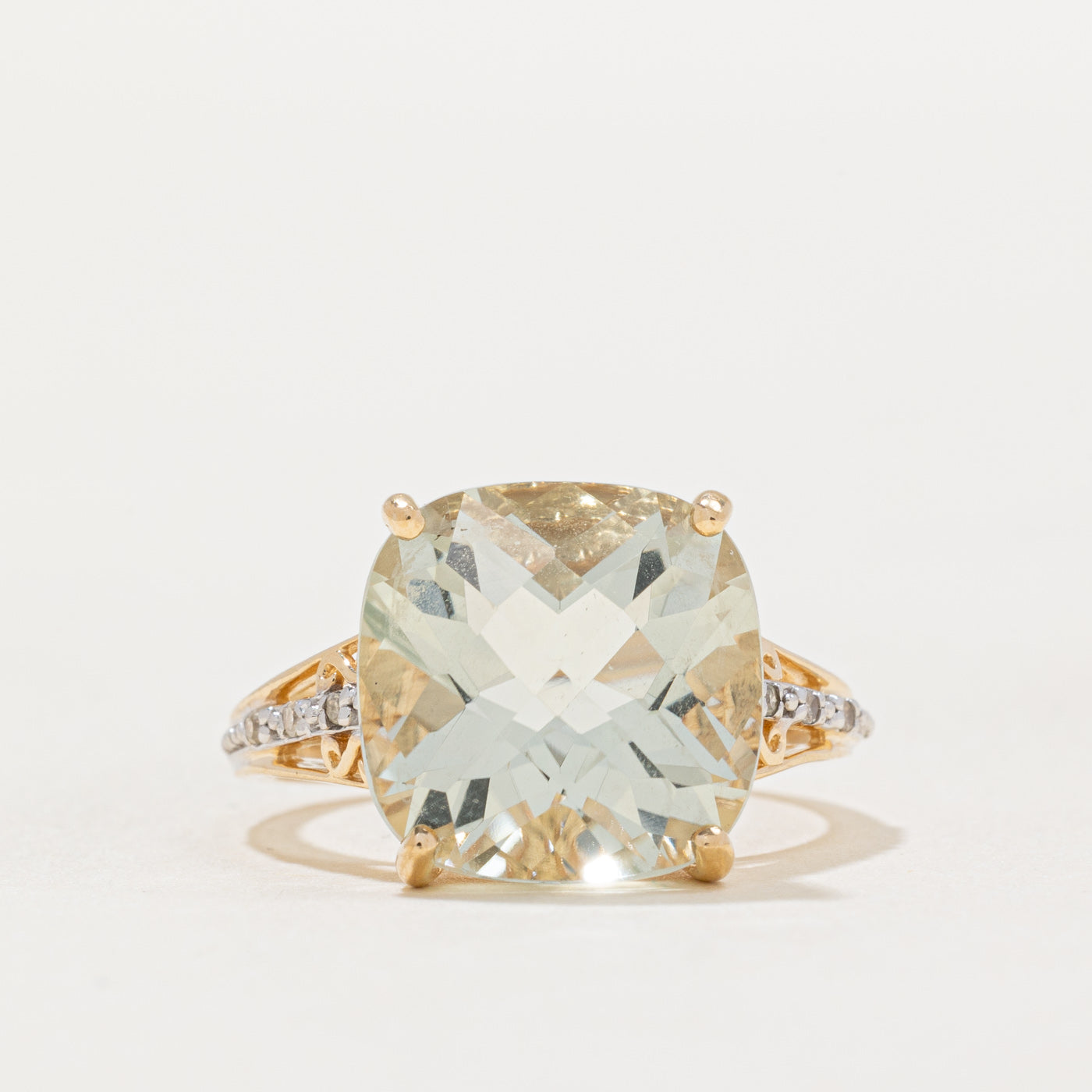 Mint Green Quartz & Diamond Cocktail Ring | 6.70ct, 0.02ctw | SZ 6.25 |
