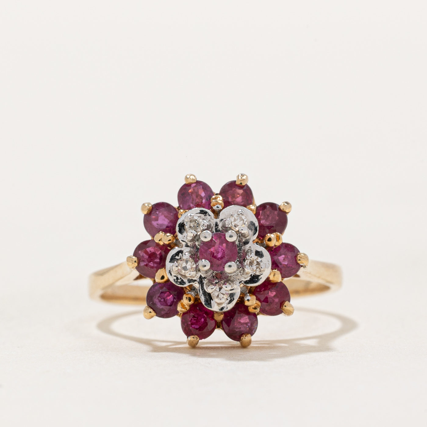 10k Ruby & Diamond Cocktail Ring | 0.50ctw, 0.02ctw | SZ 6.5 |