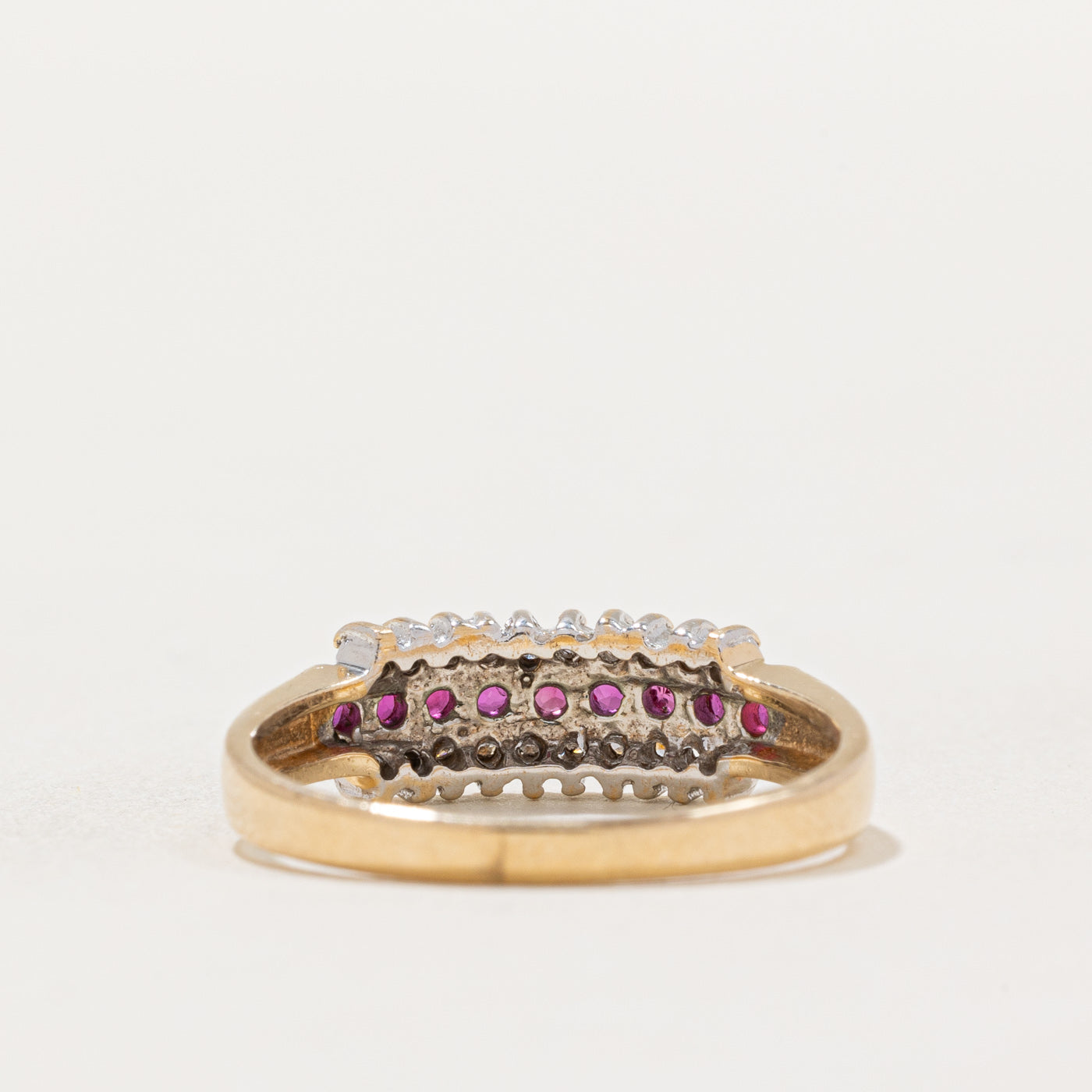 Ruby & Diamond Row Ring | 0.20ctw, 0.10ctw | SZ 7.5 |