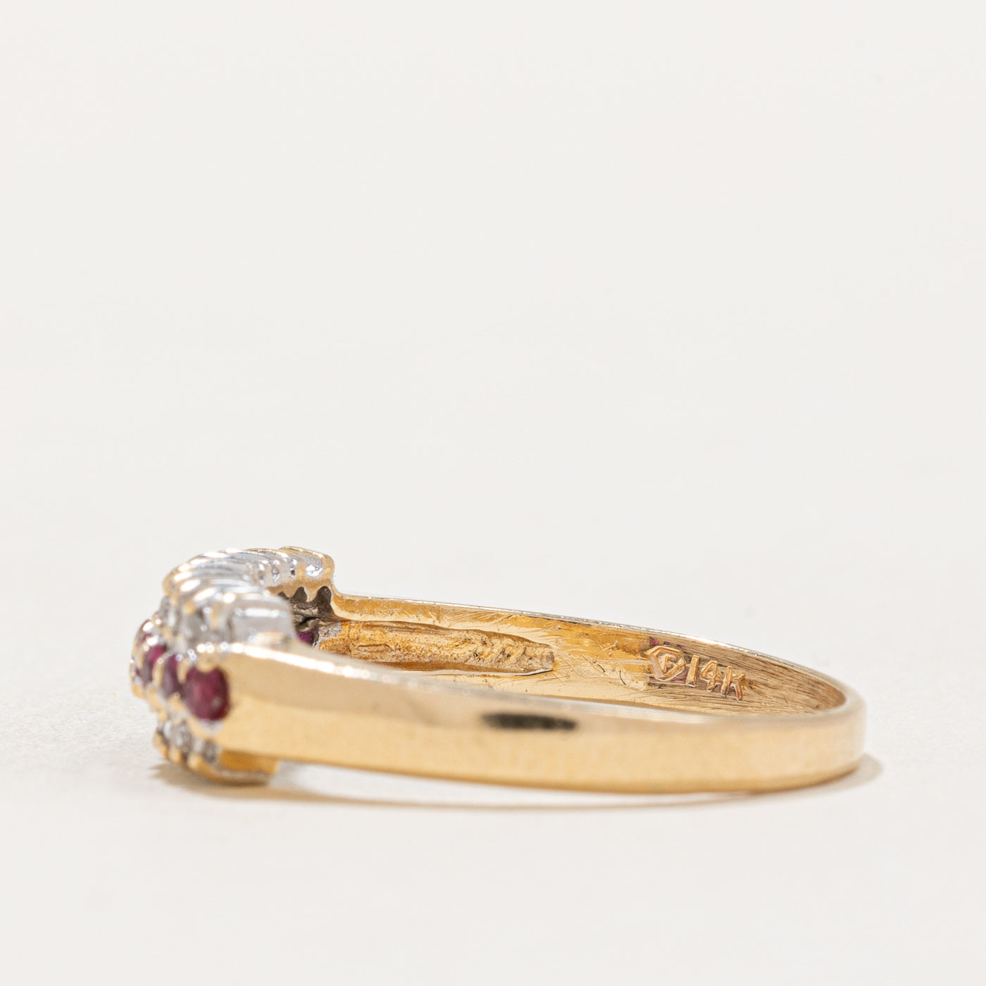 Ruby & Diamond Row Ring | 0.20ctw, 0.10ctw | SZ 7.5 |