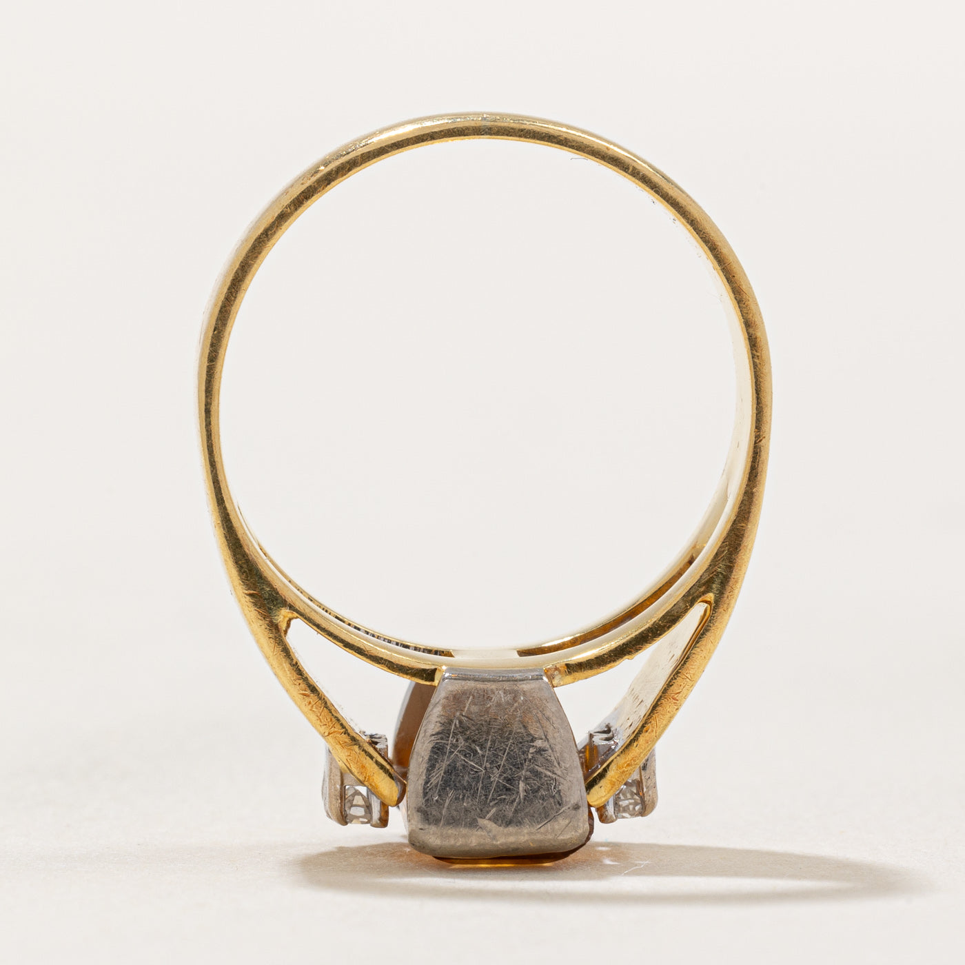 Rectangular Cut Citrine & Diamond Ring | 1.50ct, 0.08ctw | SZ 6.25 |