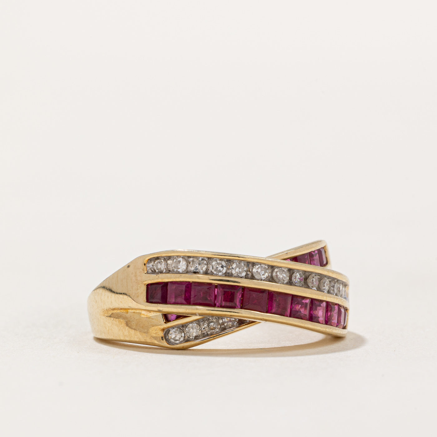 Ruby & Diamond Crossover Ring | 1.10ctw, 0.26ctw | SZ 7 |