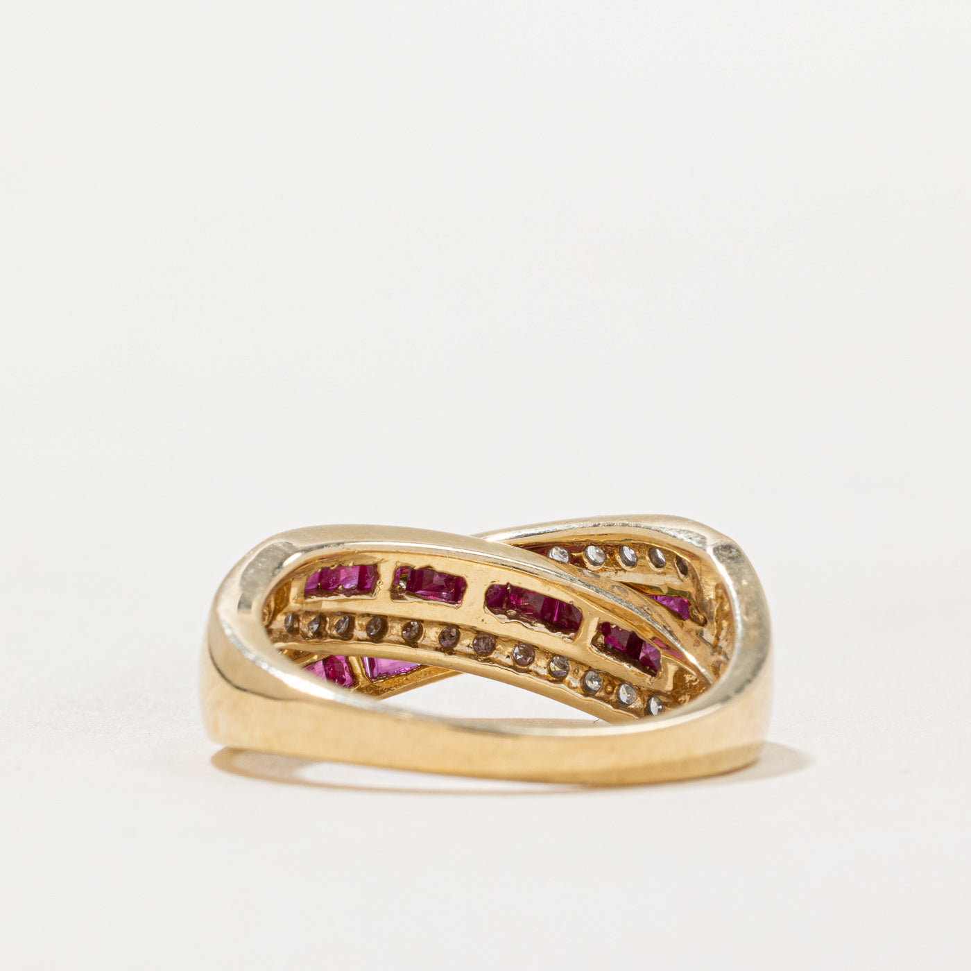 Ruby & Diamond Crossover Ring | 1.10ctw, 0.26ctw | SZ 7 |