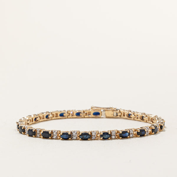 Sapphire & Diamond Tennis Bracelet | 5.50ctw, 0.40ctw | 7