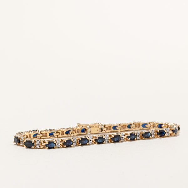 Sapphire & Diamond Tennis Bracelet | 5.50ctw, 0.40ctw | 7