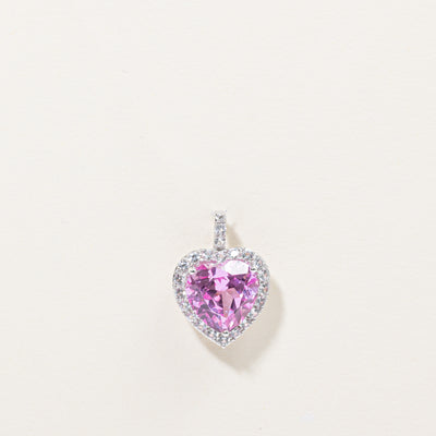 Synthetic Pink & White Sapphire Heart Pendant | 7.50ctw |