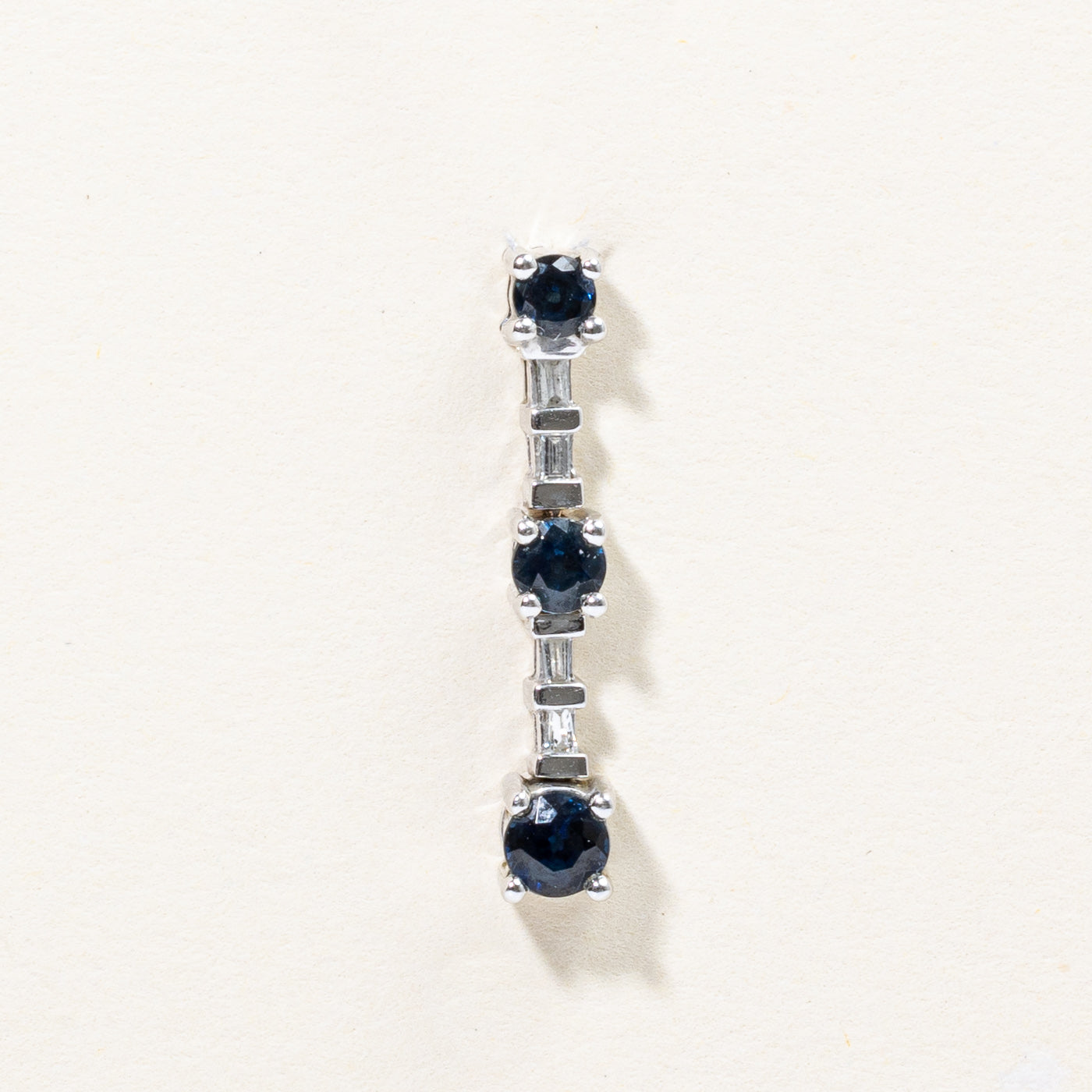 Blue Sapphire & Diamond Column Pendant | 0.62ctw, 0.03ctw |