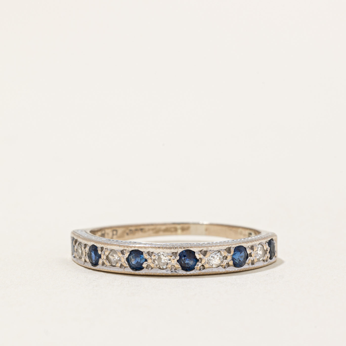 Sapphire & Diamond Semi Eternity Ring | 0.30ctw, 0.10ctw | SZ 7 |