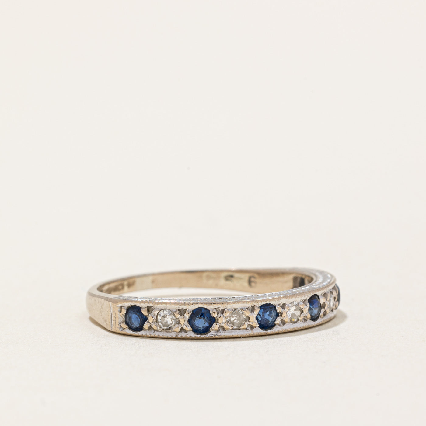 Sapphire & Diamond Semi Eternity Ring | 0.30ctw, 0.10ctw | SZ 7 |