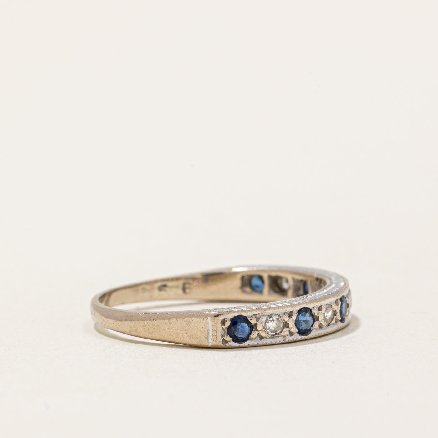 Sapphire & Diamond Semi Eternity Ring | 0.30ctw, 0.10ctw | SZ 7 |