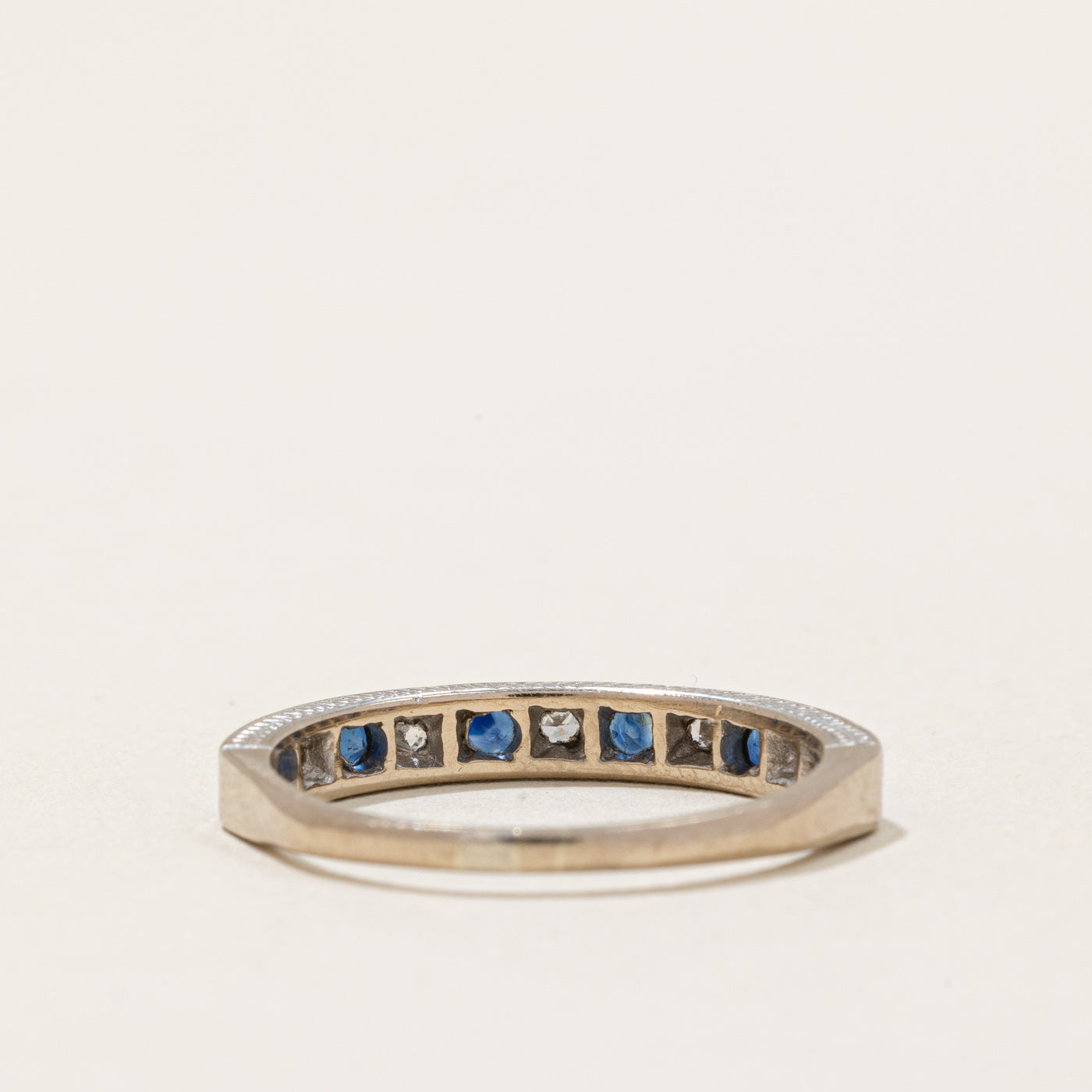 Sapphire & Diamond Semi Eternity Ring | 0.30ctw, 0.10ctw | SZ 7 |