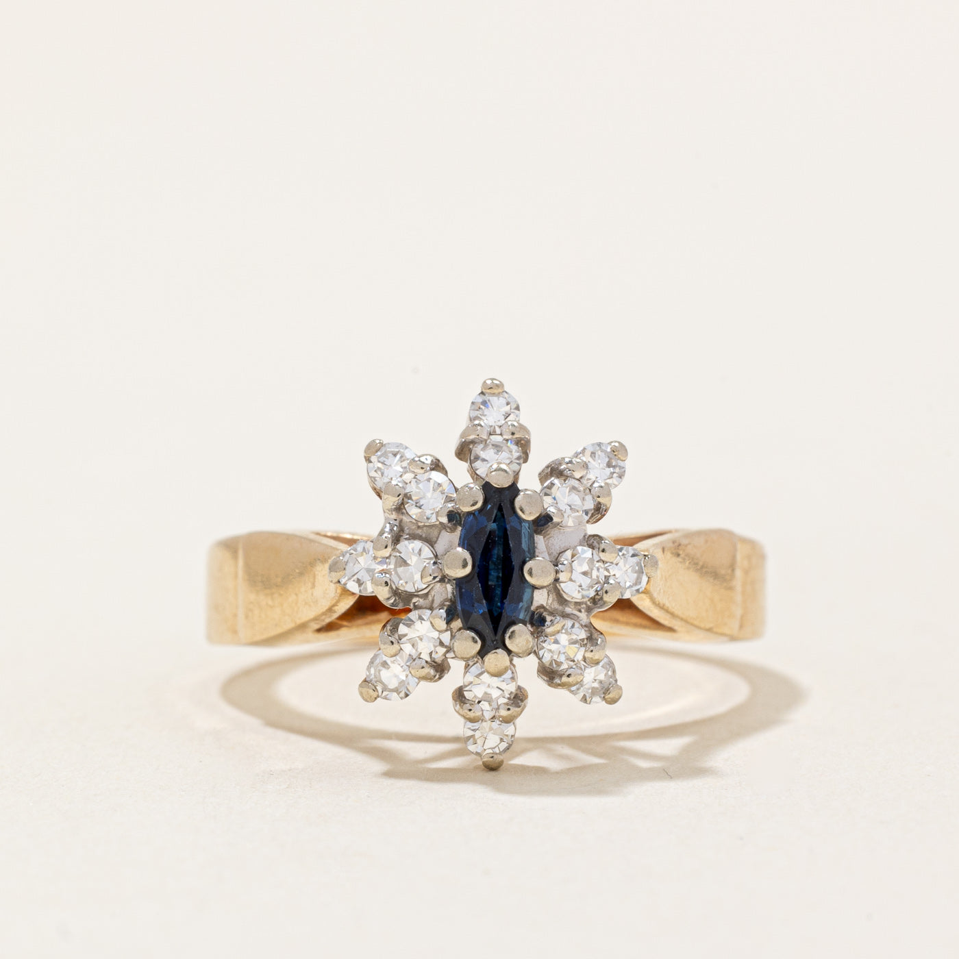 Diamond Halo & Sapphire Cocktail Ring | 0.36ctw, 0.17ct | SZ 6.5 |